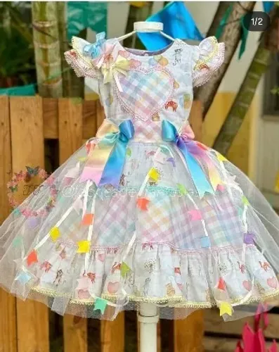 Vestido infantil festa junina luxo