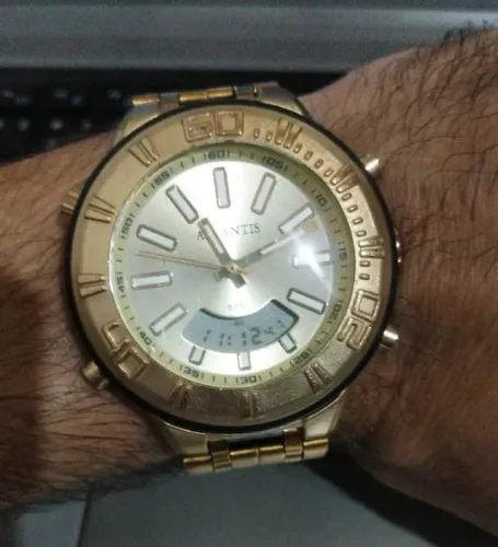 RELÓGIO ATLANTIS ANADIGI DOURADO - ESTADO DE COLECIONADOR