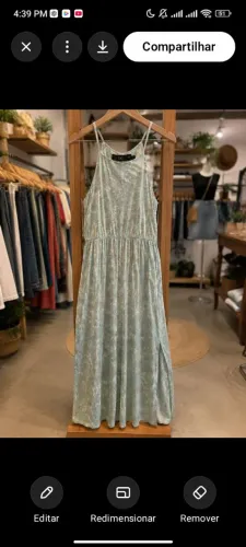 Vestido Longo Verde Menta Estampado SKL/Eskala Tam M com Fenda Lateral