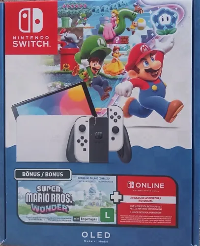 Nintendo Switch OLED Com Super Mario Wonder + 3 meses de assinatura, NOVO LACRADO