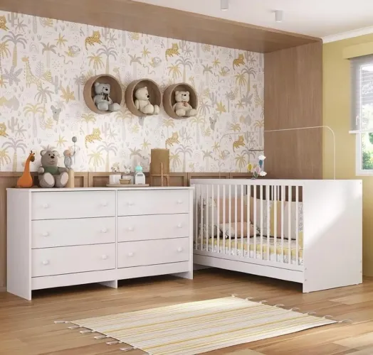 Berço 3 em 1 + Cômoda 6 Gavetas - NOVO NA CAIXA