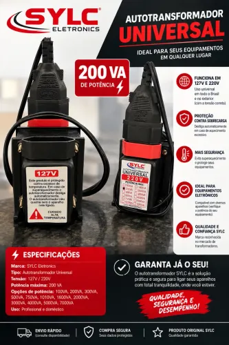 Conversor de voltagem 200va 110/220 Bivolt