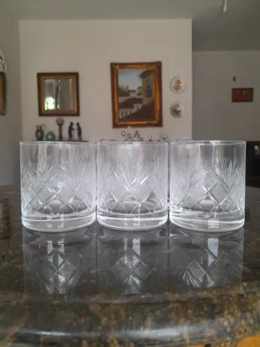 Conjunto 6 copos em cristal pata wisky