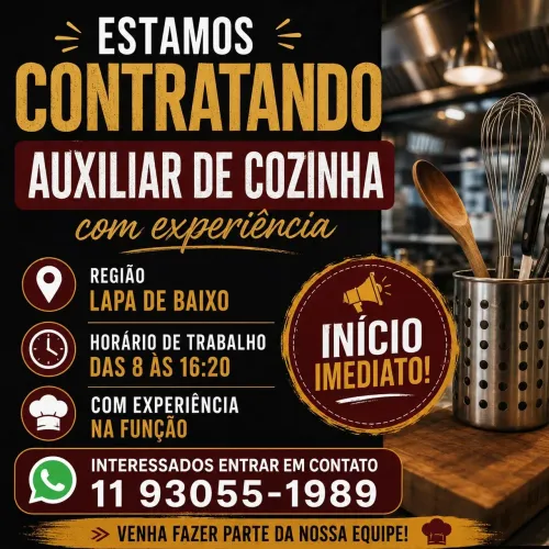 Vaga auxiliar de cozinha