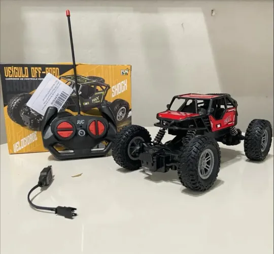 Carro de Rally Controle Remoto Off Road Vermelho 4X4 Trilha