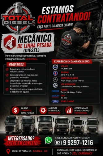 CONTRATA-SE MECÂNICO DIESEL - LINHA PESADA