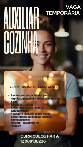 Vaga auxiliar de cozinha TEMPORARIA