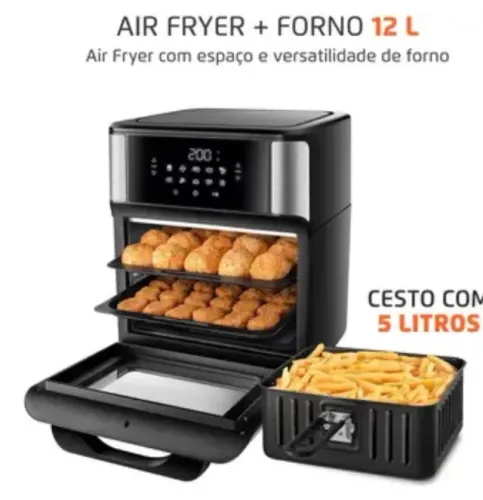 Air Fryer Mondial Forno Oven AFON-12L-BI Preto e Inox 12L