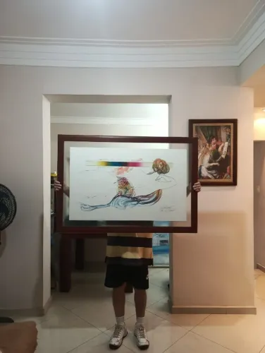 01 Painel quadro enorme Obra de Arte dois vidros antirreflexos linda moldura Indiscutível