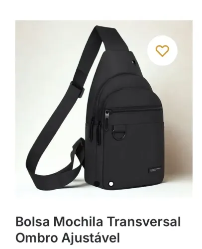Bolsa Mochila Transversal - Ombro Ajustável | Preta