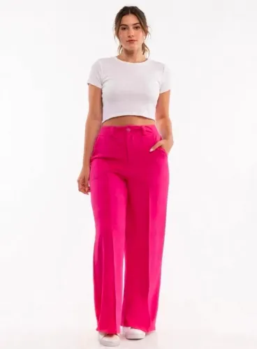 Calça Pantalona Pink Feminina Tamanho M - Cintura Alta - Nova