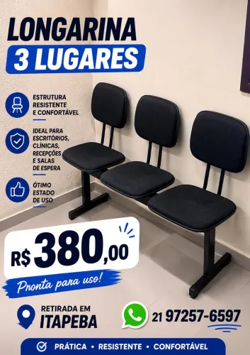 Banco 3 lugares longarina 