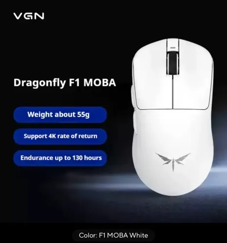 Mouse sem fio VGN Dragonfly F1 MOBA - branco