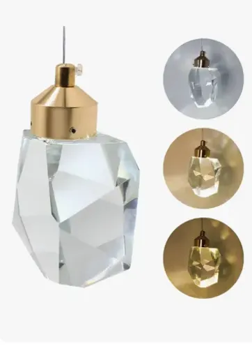 Pendente Pedra De Cristal Lavabo Cabeceira Dourado Led
