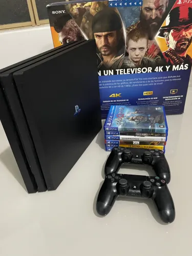 PS4 Pro Completo + 2 Controles + 6 Jogos Top (God of War, Witcher 3 e mais)