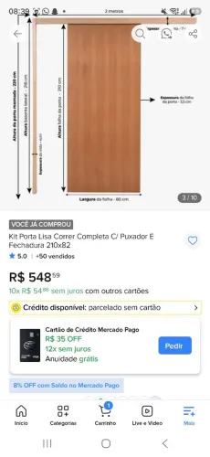 Kit porta de correr completo e novo