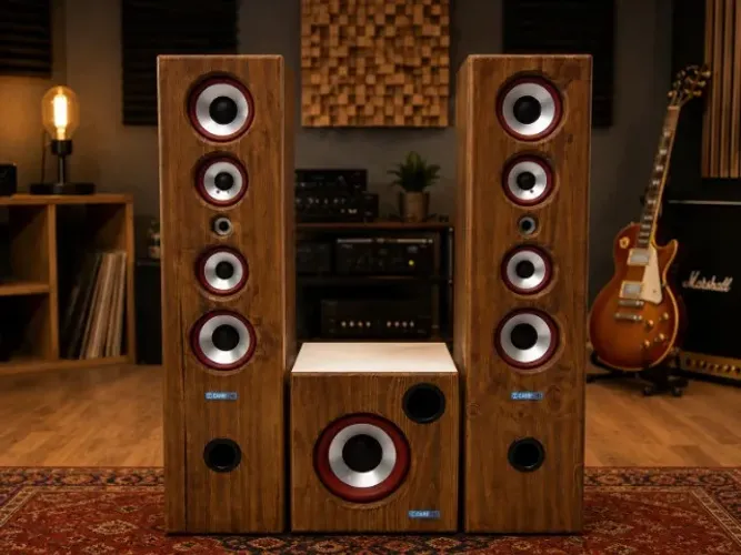 Caixas Torres Carbone 100 Watts, 6 Ohms e Subwoofer Ativo, 8 Polegadas,100 Watts, 6 Ohms