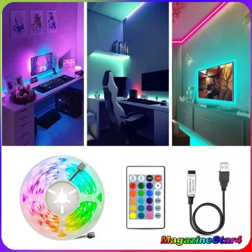 Fita de Led RGB Com Controle Remoto - Adesiva - Uso Interno