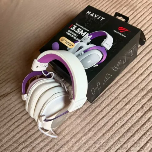 Headset Gamer Havit H2002d 3.5mm Branco/Roxo ? Usado 1 mês, na caixa ? R$150