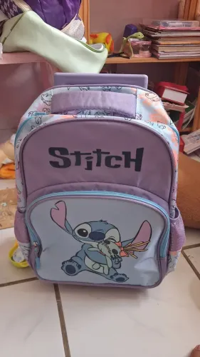 Mochila stitch nova com lancheira 
