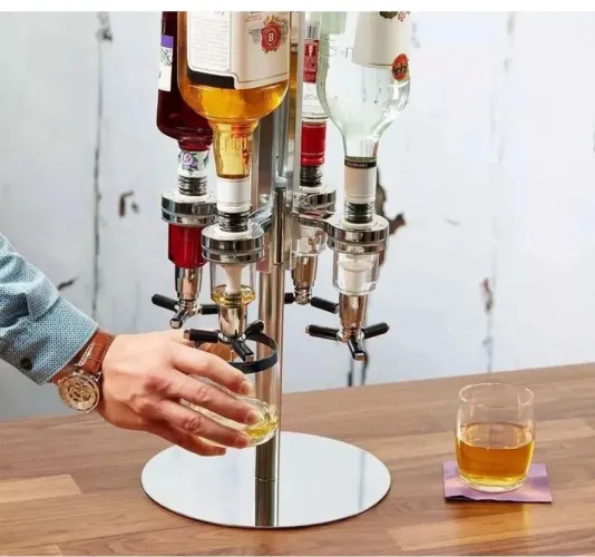 Suporte giratório para garrafas de bebidas- 4 garrafas 