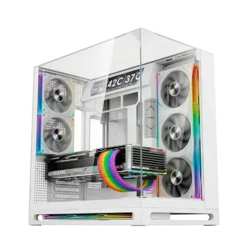 Gabinete Gamer Liketec Cygnus Snow, ATX, 8 Fans ARGB e Display LCD, Branco [NOVO]