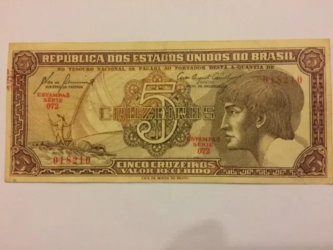 Cédula antiga de 5,00 cruzeiros- 1961