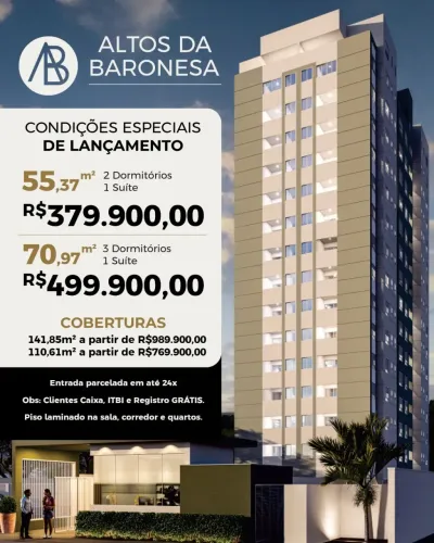 Breve Lançamento 2 e 3 Dorms c/ Suíte e Coberturas Zona Sul Próximo ao Sesi Lazer Completo