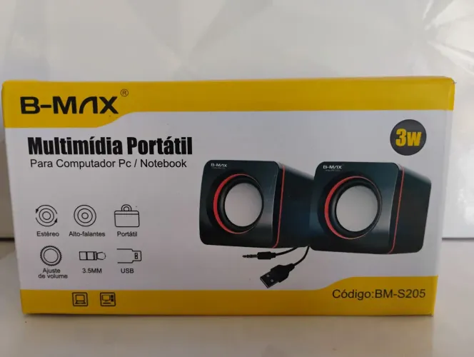 Caixa de Som Multimídia Portátil B-MAX BM-S205 - 6W RMS
