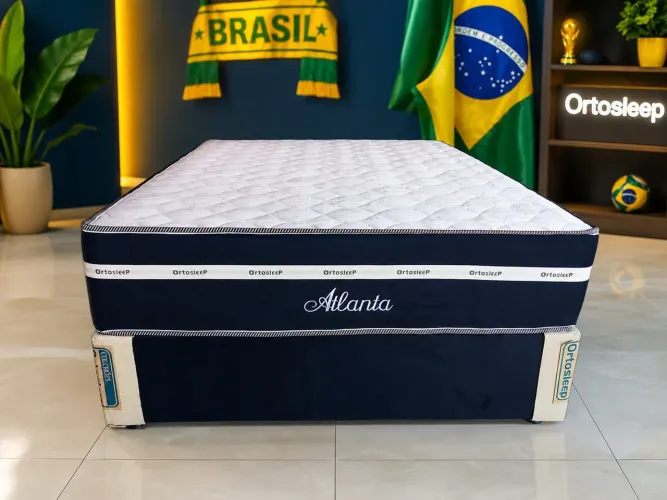 Cama casal com colchão Atlanta firme e resistente a peso