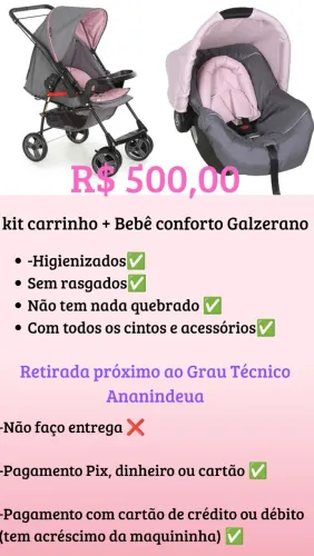 Carrinho + bb conforto menina 