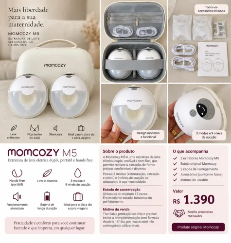 Momcozy M5 Dupla - Extratora Elétrica Hands Free - Pouquíssimo Uso + Estojo