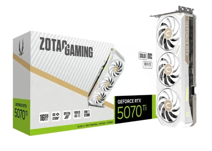 PLACA DE VIDEO GEFORCE RTX 5070 TI ZOTAC GAMING SOLID ICESTORME 16GB DE VRAM