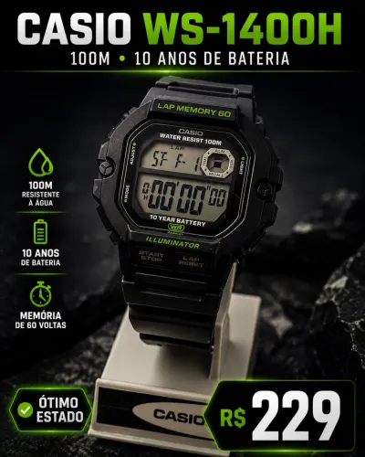 Casio WS-1400H Original | 100M | 10 Anos de Bateria | Ótimo Estado