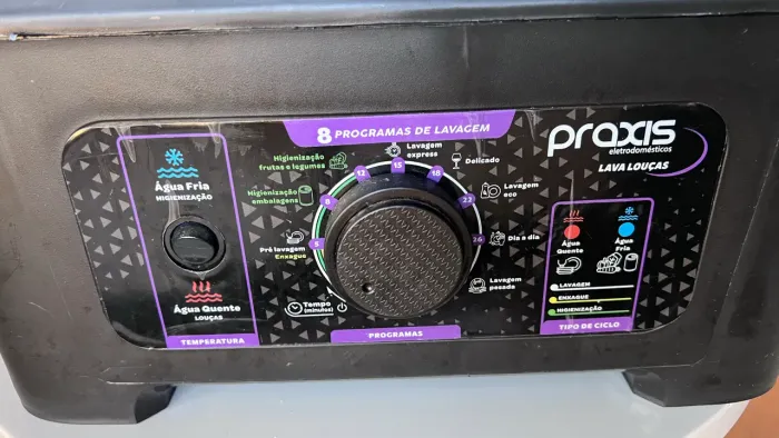 Lava Louça Portátil Praxis 3L, 220v, Preta | 8 Programas de Lavagem