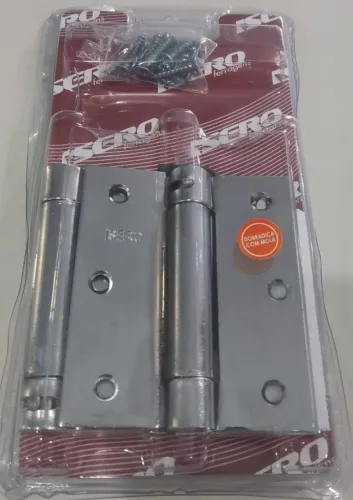 PAR DE DOBRADIÇA FERRO FECHAMENTO AUTOMATICO COM MOLA INTERNA 3 1/2X3" CROMADO