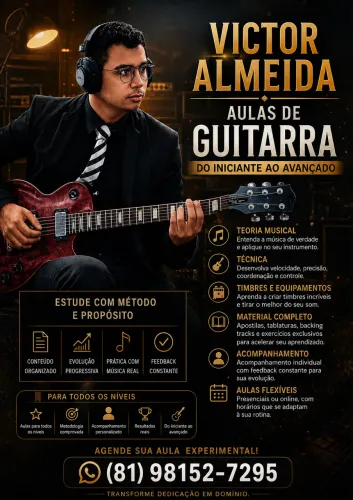 AULA DE GUITARRA INICIANTE E AVANÇADO