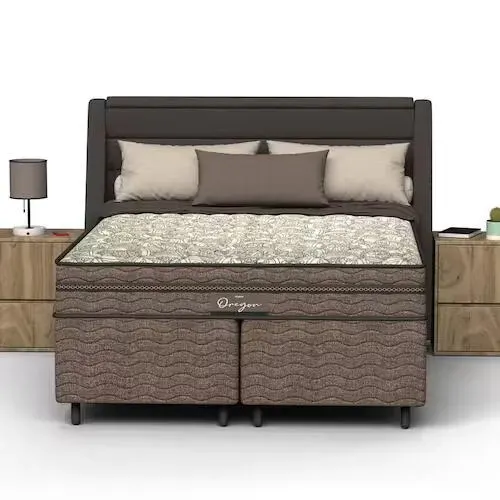 Cama Box Queen Size Probel Óregon com Euro Pillow e Molas Prolastic 62x158x198 cm - BegeMa