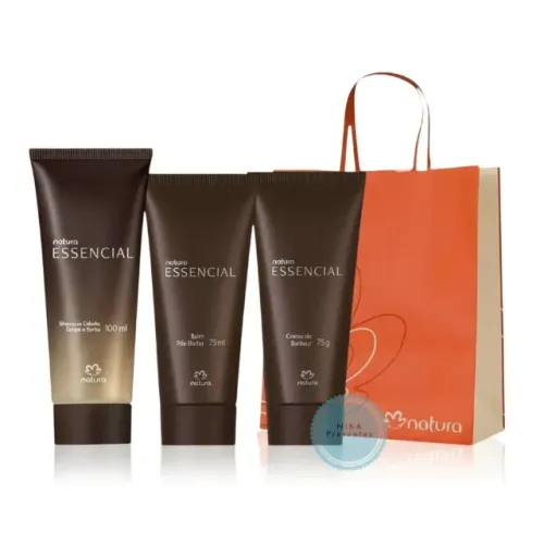 Presente Natura Essencial Cuidados Pessoais Barba:Shampoo 3em1+Creme Barbear+Balm Pós Barb