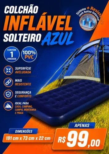 Colchão Inflável de Solteiro Azul