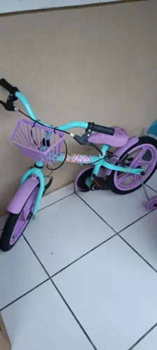 Bicicleta Infantil Aro 16 com Rodinhas e Cestinha - Lilás