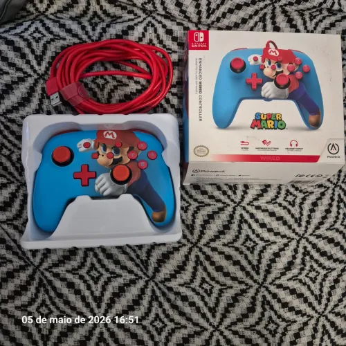 Controle nintendo switch Mario Bros com fio