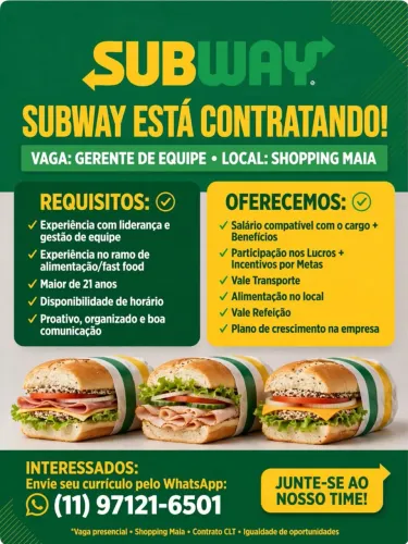 Contrata-se gerente de Fast Food