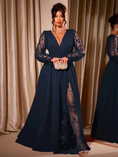 Vestido de festa azul marinho