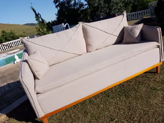 Sofa retratil luxo bege 2m novo 