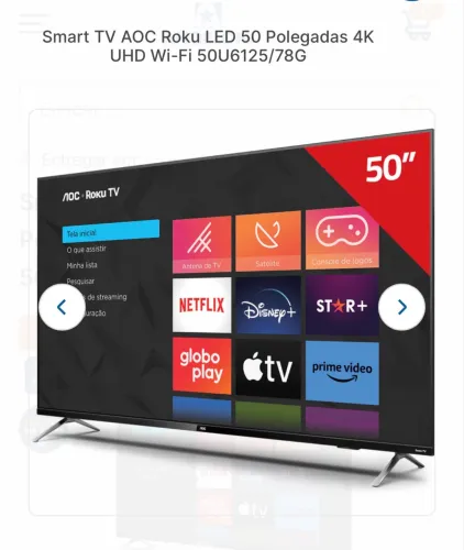 Smart TV 50" AOC 4K UHD DLED Série 6125 50U6125/78G Roku TV