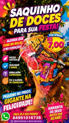 SAQUINHO DE DOCES PARA FESTA 7,00