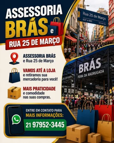 Assessoria Brás e Rua 25 de março retiramos suas mercadorias nas lojas 