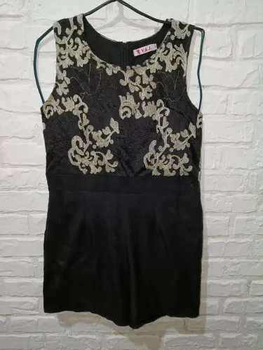 Macacão Curto Social Preto Feminino M