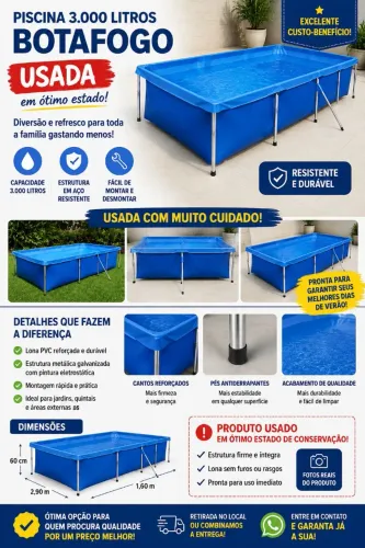 PISCINA BOTAFOGO DE 3000 LITROS - USADA